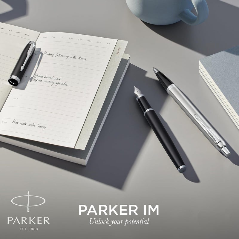 باركر PARKER IM Ballpoint Pen | Black Lacquer with Gold Trim | Medium Point Ink Refill| Gift Box| 8365 - Image 5